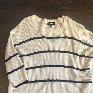 Express Woman’s Sweater with Cream and Black Stripes